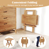 Patio folding side table made of teak wood with slatted tabletop, compact and lightweight for easy storage and.