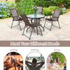 Set of 4 patio folding sling chairs with steel frame, featuring breathable fabric, ideal for outdoor dining and.