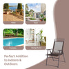 Set of 4 patio folding sling chairs with durable steel frame, ideal for outdoor use in gardens, pools, and backyards.