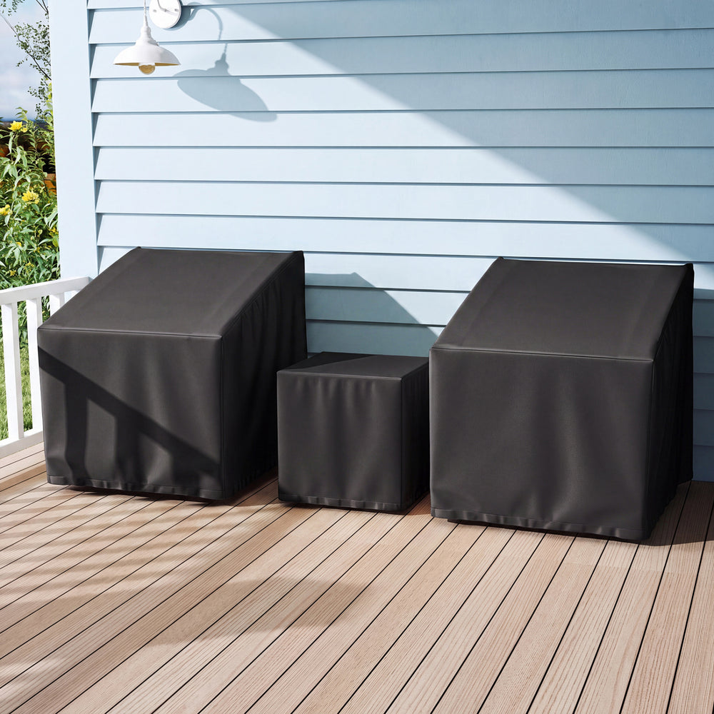 Patio Furniture Covers Waterproof Outdoor Conversation Covers for 3 Pieces Bistro Set-Black - Gallery View 1 of 10