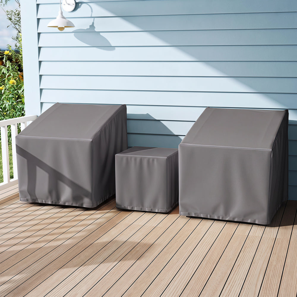 Patio Furniture Covers Waterproof Outdoor Conversation Covers for 3 Pieces Bistro Set-Gray - Gallery View 1 of 9
