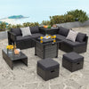Outdoor 9 Pieces Patio Furniture Set with 50,000 BTU Propane Fire Pit Table-Gray - Gallery View 1 of 9