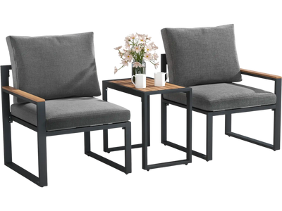 Costway 5-Piece Aluminum Outdoor Conversation Set Gray 56378421 New