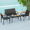 4 Pieces Patio Furniture Set with Heavy Duty Galvanized Metal Frame-Black - Gallery View 1 of 10
