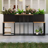 Patio furniture set featuring a raised garden bed with PE rattan and acacia wood, perfect for outdoor spaces.