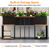 Patio furniture set featuring a raised garden bed with built-in storage, made of durable PE rattan and acacia wood.