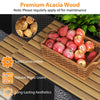 Raised garden bed made of premium acacia wood with apples, featuring natural wood grains for outdoor aesthetics.