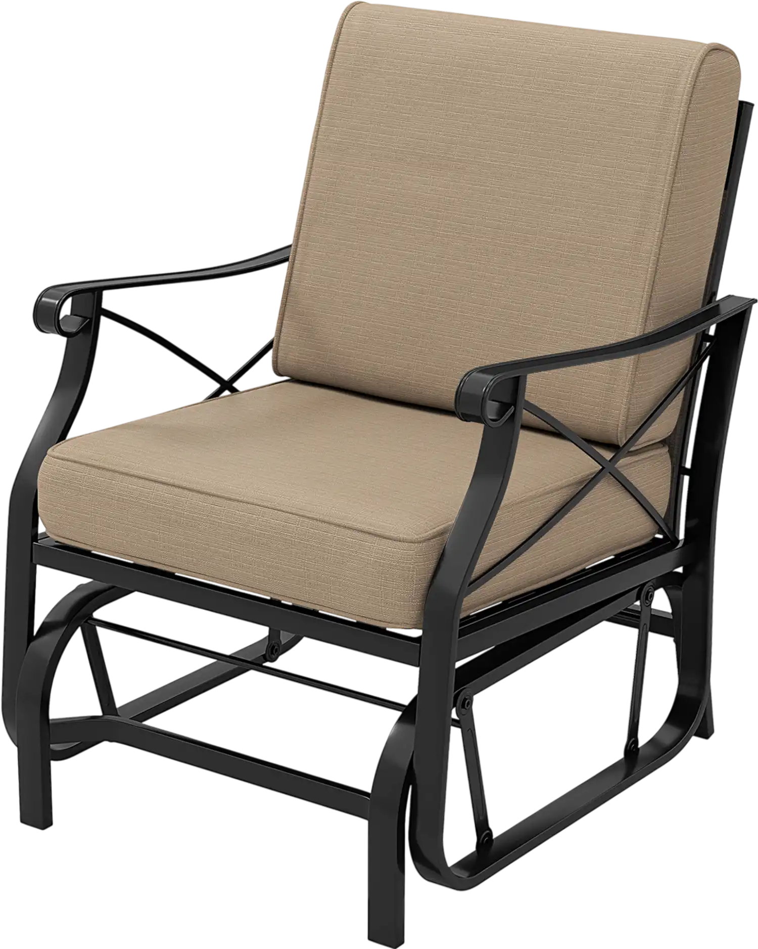 Costway Patio Glider Rocking Chair Metal Frame Thick Cushions 39375081 New