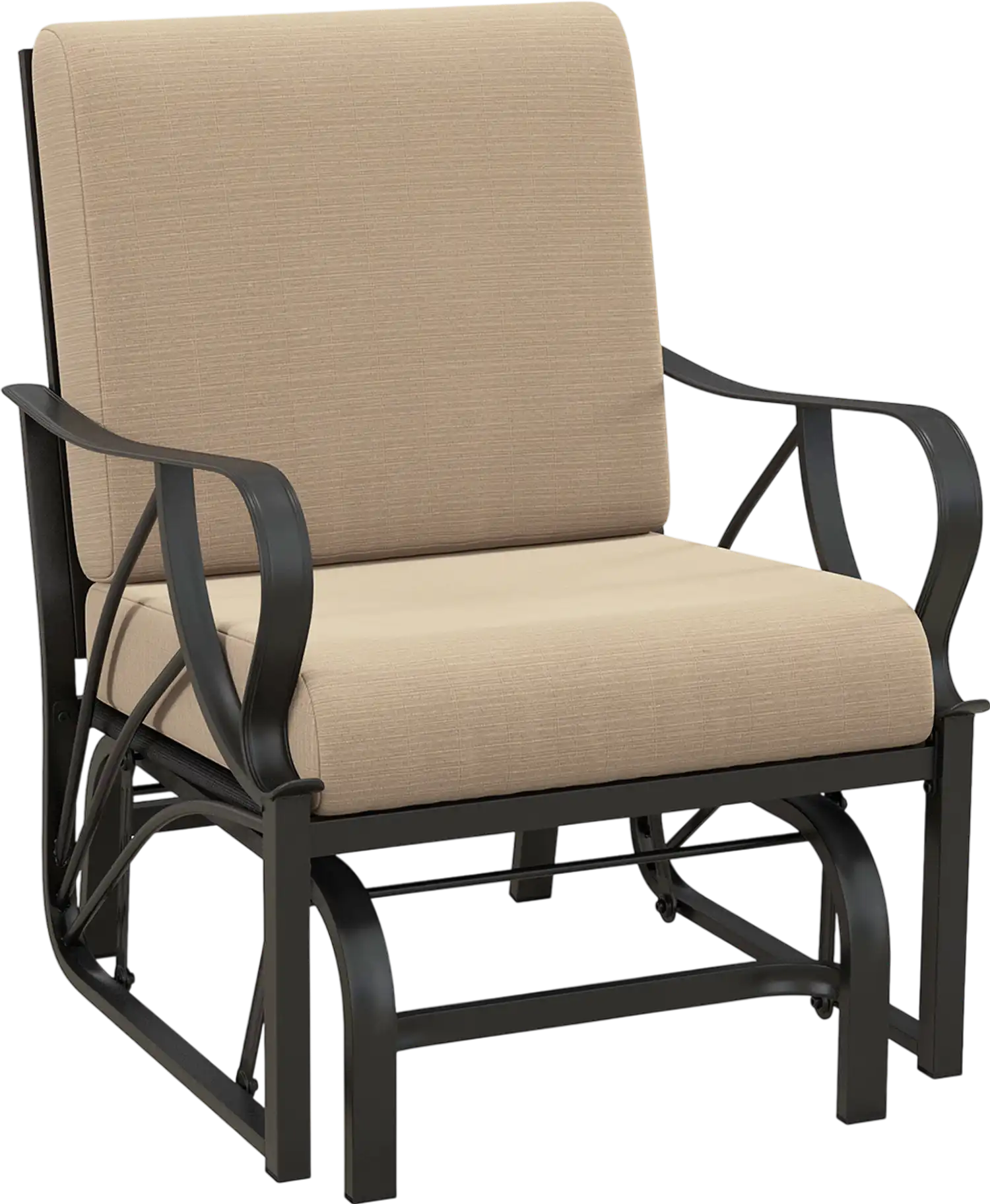 Costway Patio Glider Rocking Chair Thick Cushion Curved Armrest 85913674 New