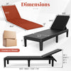 Patio lounge chair with adjustable backrest and orange cushion, featuring rattan texture and all-weather PP material.