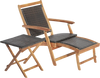 2 Pieces Patio Rattan Folding Lounge Chair with Acacia Wood Table