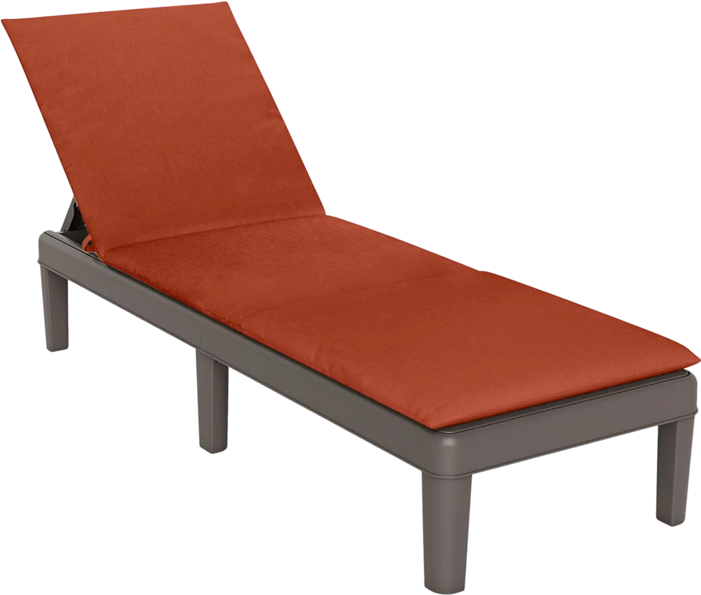 Patio lounge outdoor recliner chair with orange cushion and 3-position adjustable backrest for versatile relaxation.
