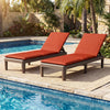 Patio lounge outdoor recliner chairs with orange cushions, featuring a 3-position adjustable backrest by the pool.