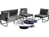 Gray patio loveseat sofa with removable cushions, featuring a robust metal frame, ideal for outdoor relaxation by the.