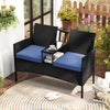 Patio Loveseat with Built-in Table for Backyard Porch-Navy - Gallery View 1 of 10