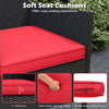 Red seat cushion with 3" thickness and high-elastic sponge filling for the patio loveseat's cozy seating experience.