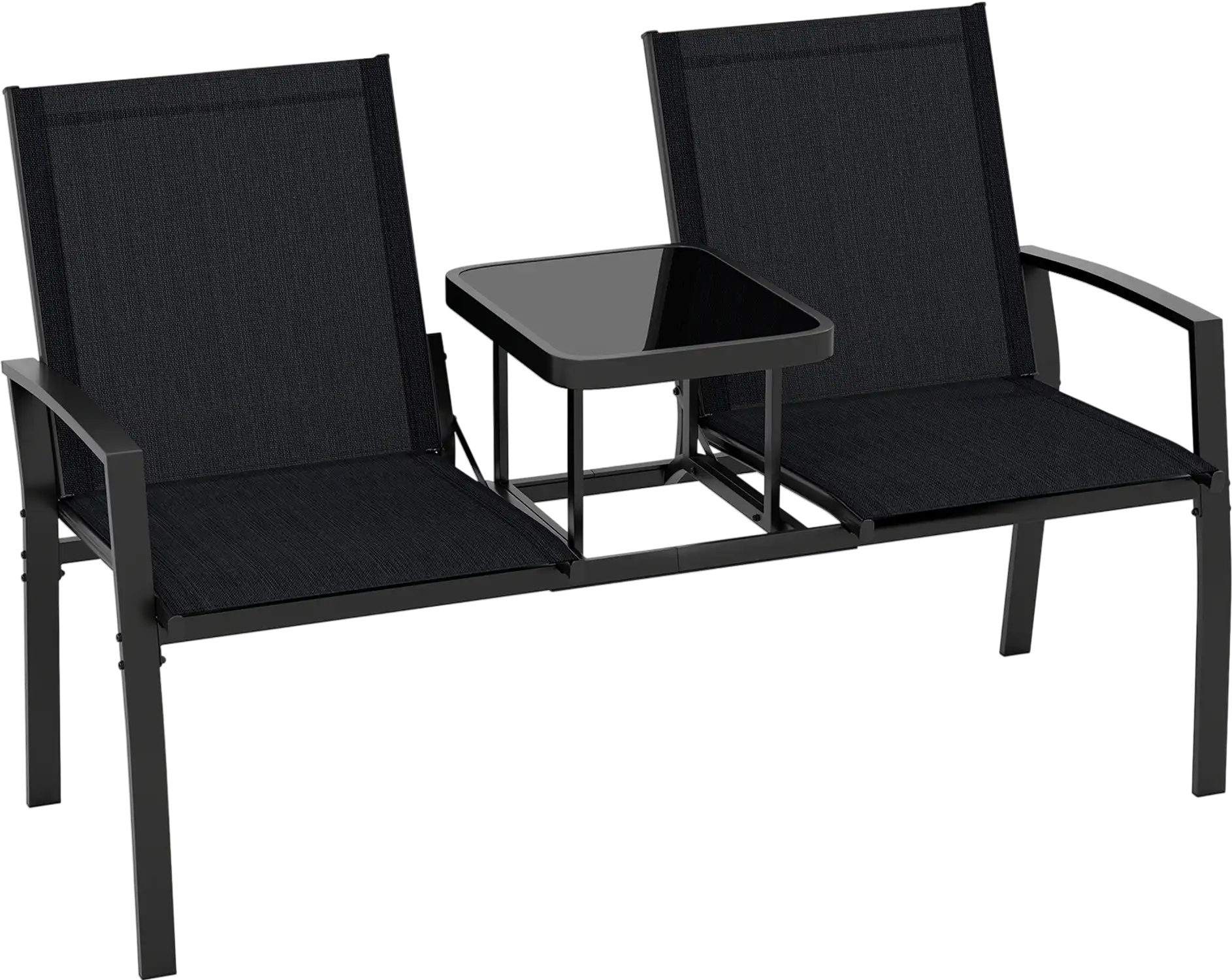 Costway Patio Loveseat Built-In Table Breathable Fabric Back 83054824 New