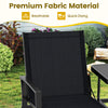 Close-up of the black breathable fabric back of the patio loveseat, designed for comfort and durability in outdoor.