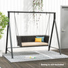 Patio metal swing stand in black, featuring non-slip footpads and an elegant design, perfect for outdoor relaxation.