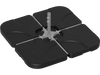 Sturdy 20-inch patio umbrella base with four black plates, designed for stability in windy conditions for outdoor use.