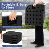 Stackable 20-inch black patio umbrella base plates with carrying handle, made of durable HDPE for stability in windy.