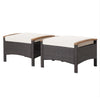 Set of 2 Fade-Resistant Wicker Patio Ottoman-White - Gallery View 1 of 9