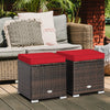 2 Pieces Patio Ottoman with Removable Cushions-Red - Gallery View 1 of 8