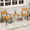 Patio outdoor dining chair set of 2 with acacia wood and metal frame, featuring a modern-rustic design for outdoor use.