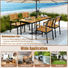 Patio outdoor dining chair set of 2 with acacia wood and metal frame, featuring a slatted design for comfort and style.