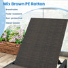Mix brown PE rattan chaise lounge with 5-level backrest and wheels, ideal for backyard and poolside relaxation.