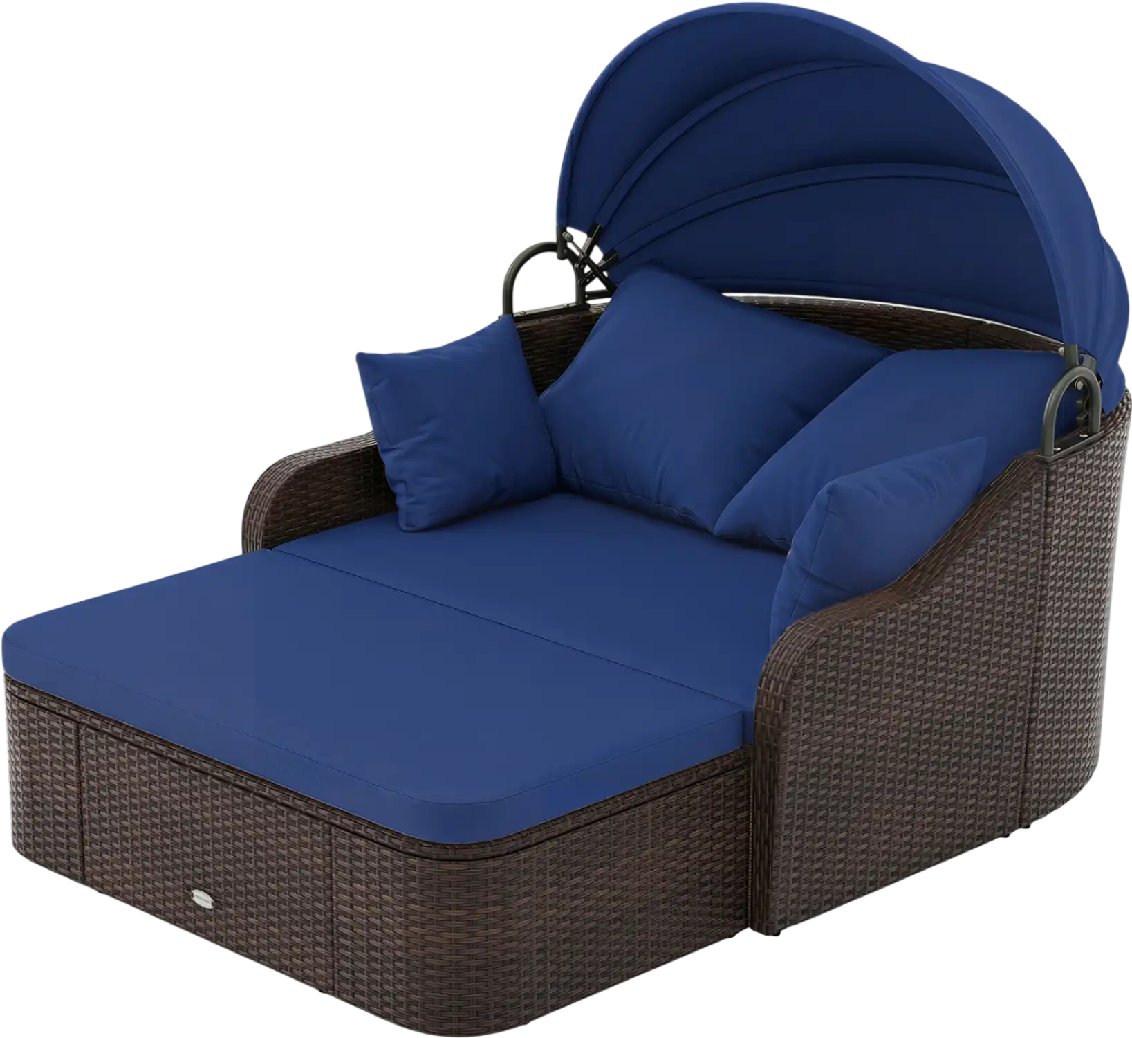 Costway Patio PE Rattan Daybed Retractable Canopy Soft Cushions 94175862 New
