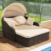 Patio PE Rattan Daybed with Retractable Canopy and Soft Cushions-Beige - Gallery View 1 of 10