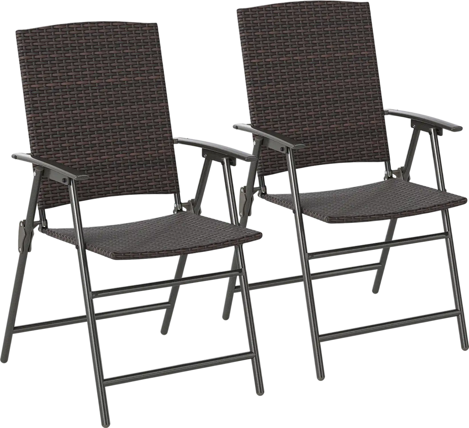 Costway Patio PE Wicker Dining Chairs Armrests Metal Frame 918734265 New
