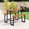 Patio picnic table bench set showcasing the acacia wood tabletop and metal structure, ideal for outdoor dining spaces.