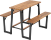 Patio Picnic Table Bench Set with Acacia Wood Tabletop and Benchtop