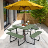 Outdoor Picnic Table with 4 Benches and Umbrella Hole-Green - Gallery View 1 of 11