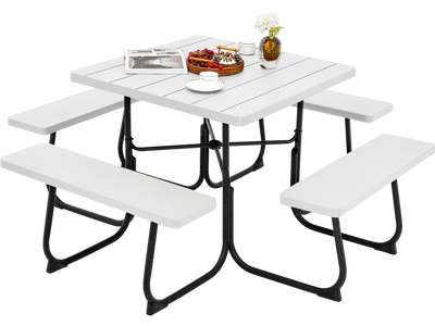 Costway Outdoor Picnic Table 4 Benches Umbrella Hole 34768215 New