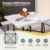 Outdoor picnic table with 4 benches, made of durable HDPE material, featuring an umbrella hole for versatile outdoor.