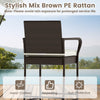 Bar height chair in stylish mix brown PE rattan with cushion, perfect for porch or poolside relaxation.
