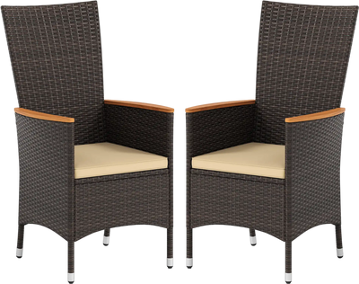 Costway Patio Rattan Wicker Dining Chairs Set of 2 High Back Outdoor 19436533 New