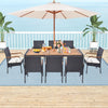 9 Pieces  Patio Rattan Dining Set with Acacia Wood Table for Backyard, Garden-Curved Handrail - Gallery View 1 of 11