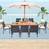 9 Pieces  Patio Rattan Dining Set with Acacia Wood Table for Backyard, Garden-L-shaped Handrail - Gallery View 1 of 11
