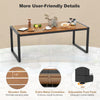 Acacia wood tabletop dining table with adjustable foot pads, perfect for outdoor patio and backyard gatherings.