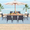 9 Pieces  Patio Rattan Dining Set with Acacia Wood Table for Backyard, Garden-X-side Handrail - Gallery View 1 of 10