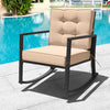 Patio Rattan Rocker Outdoor Glider Rocking Chair Cushion Lawn-Brown - Gallery View 1 of 10