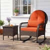 Patio Rattan Rocking Chair with Seat Back Cushions and Waist Pillow-Red - Gallery View 1 of 9