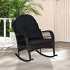 Patio Rattan Rocking Chair with Seat Back Cushions and Waist Pillow-Black - Gallery View 1 of 10