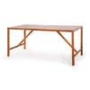 67-inch acacia wood dining table with umbrella hole, featuring a spacious surface for 6 people, ideal for outdoor use.