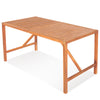 Rectangular 55-inch acacia wood dining table with slatted top and umbrella hole, suitable for indoor and outdoor use.