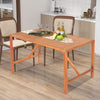Rectangular 55-inch acacia wood dining table with slatted top, accommodating 4-6 people, ideal for indoor or outdoor.